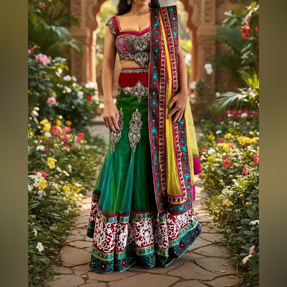Elegant bridal Multicolor Embroidered Skirt
